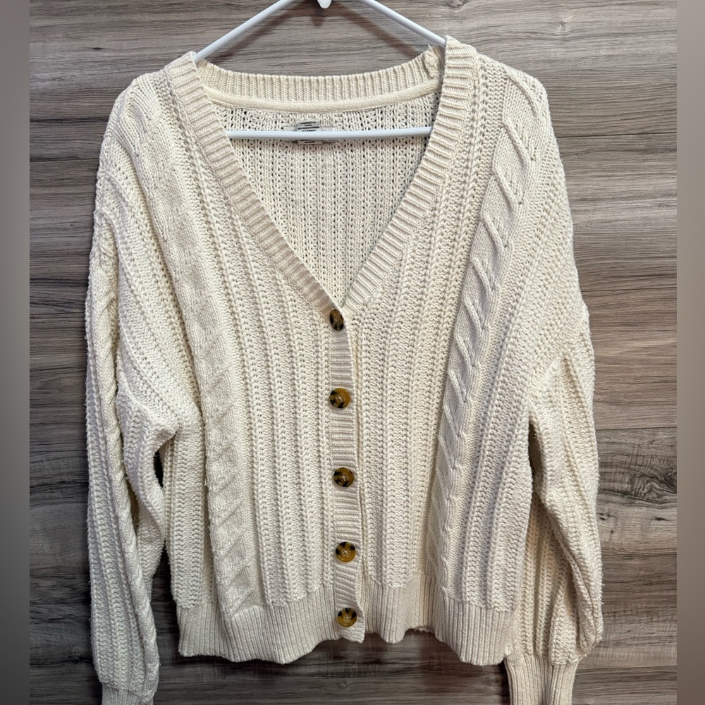 Cupcakes and Cashmere white cable knit button up cardigan